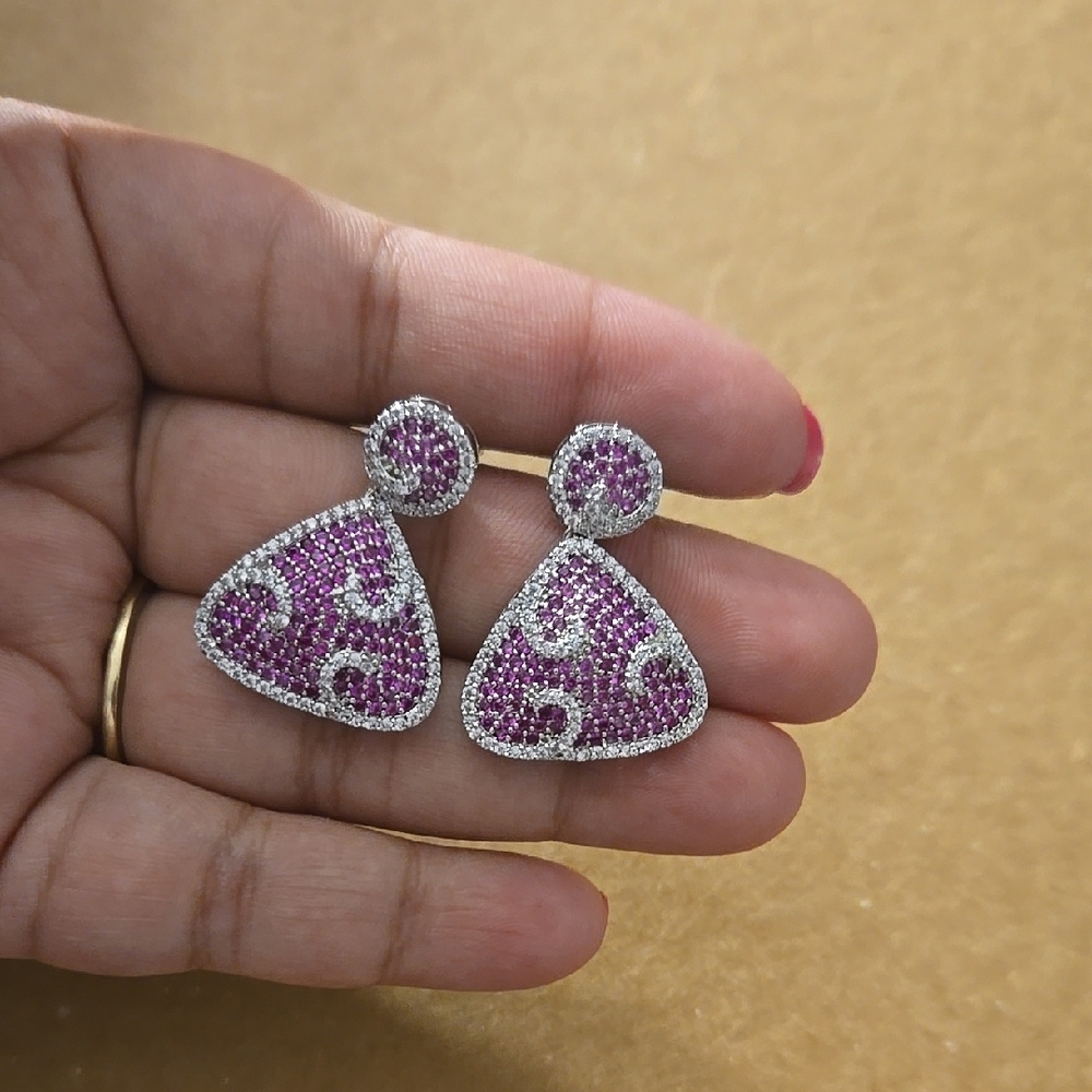 Elegant Pink and Silver Dangle Earrings